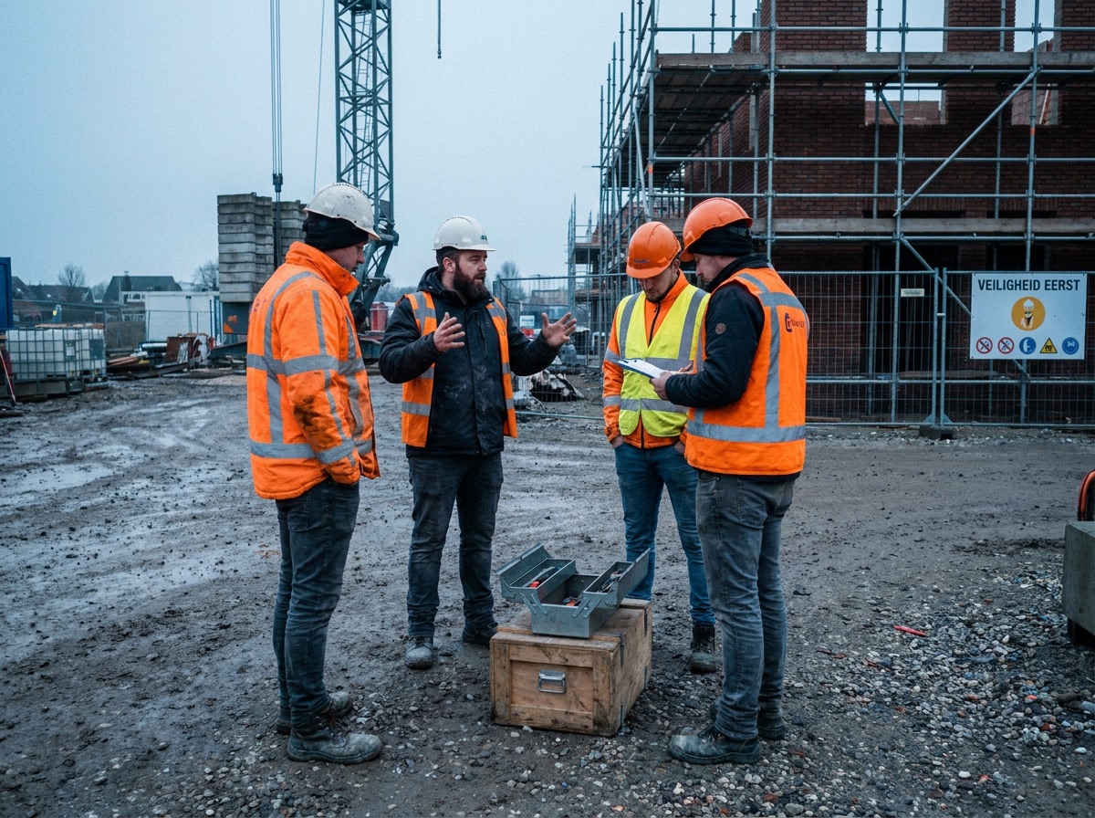 Toolbox meeting op een bouwplaats